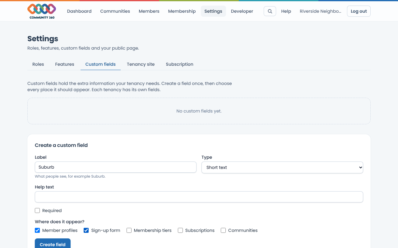 Creating a custom field