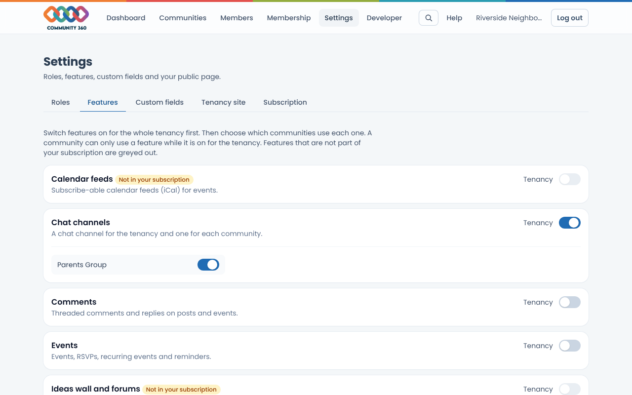 The features page