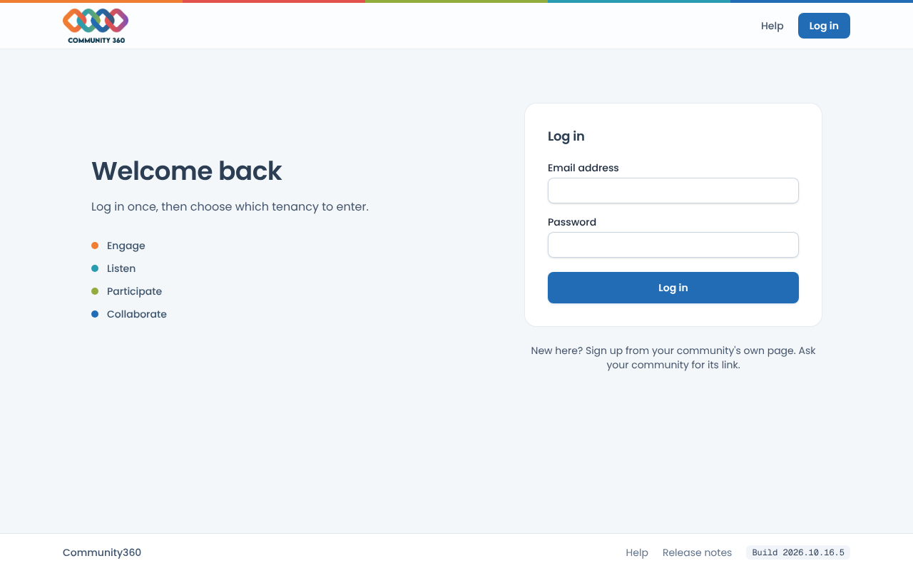 The log in page