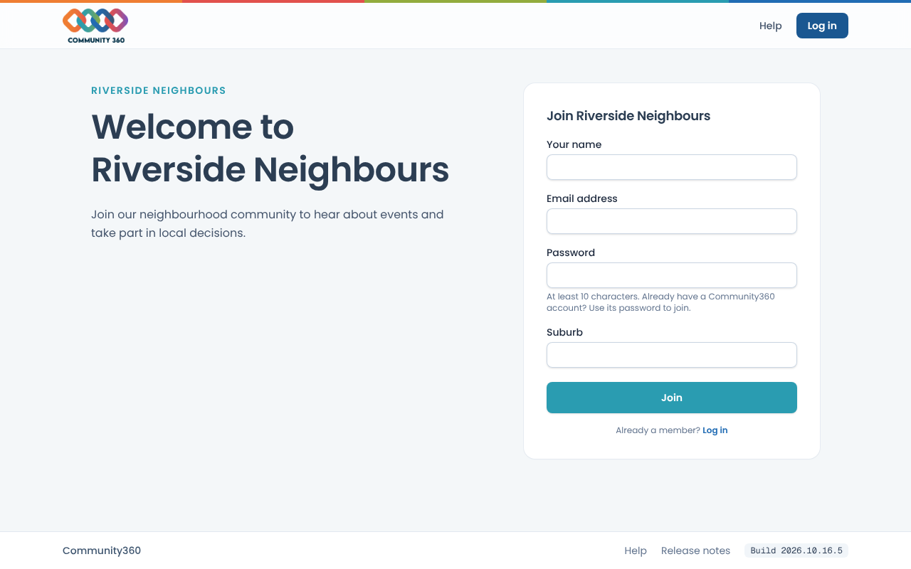 A tenancy's public page
